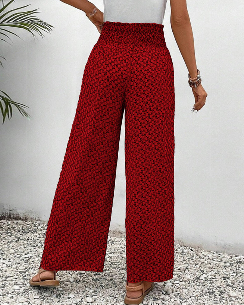 Daniella - Damenhose mit weitem Bein und geometrischem Print