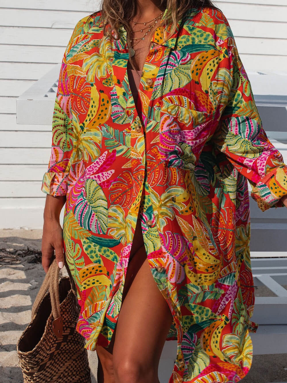 Leslie - Bedrucktes Maxikleid mit Knopfleiste