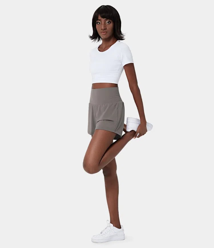 Phoebe |  2-in-1 Yoga-Shorts mit hoher Taille und Seitentaschen