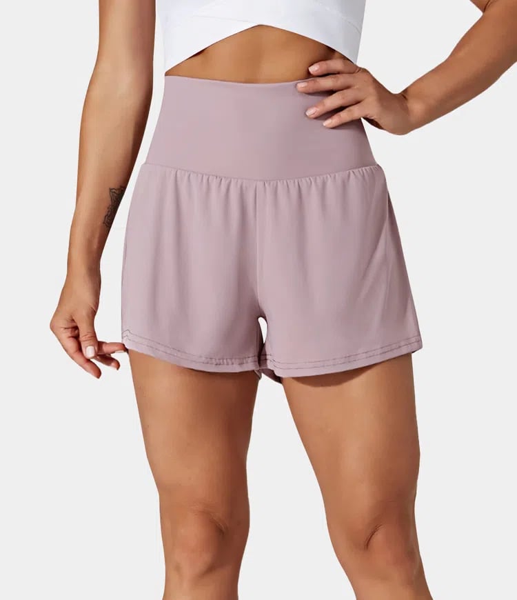 Phoebe |  2-in-1 Yoga-Shorts mit hoher Taille und Seitentaschen