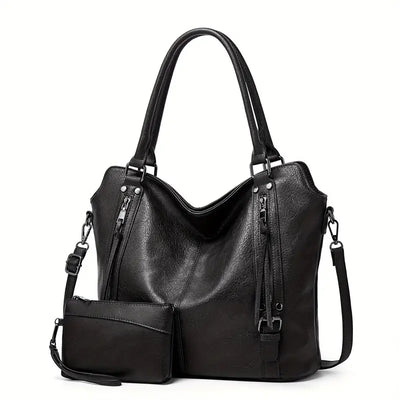 Stylische Retro-Tasche mit mehreren Fächern aus weichem Leder