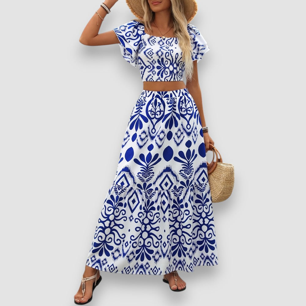 Beline | Crop Top & hochtaillierter Maxirock Set