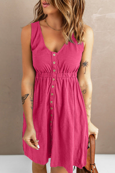 Ärmelloses Kleid mit Knöpfen für Damen