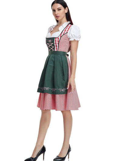 Damen Traditionell Midi Oktoberfest Dirndl Kleid