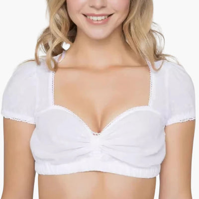 Kurzarm Dirndl Bluse für Damen - Oktoberfest 2025