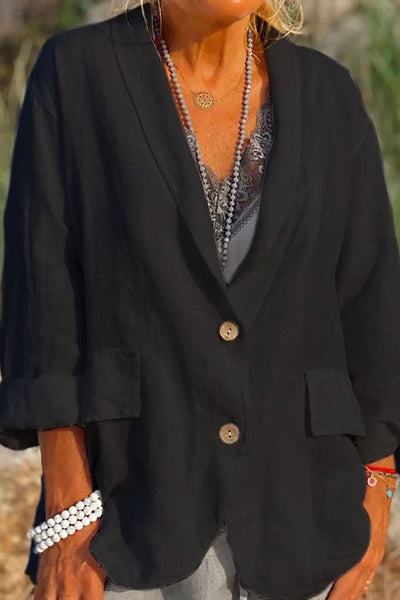 Leichter Leinenblazer Damen mit Knöpfen – Clara