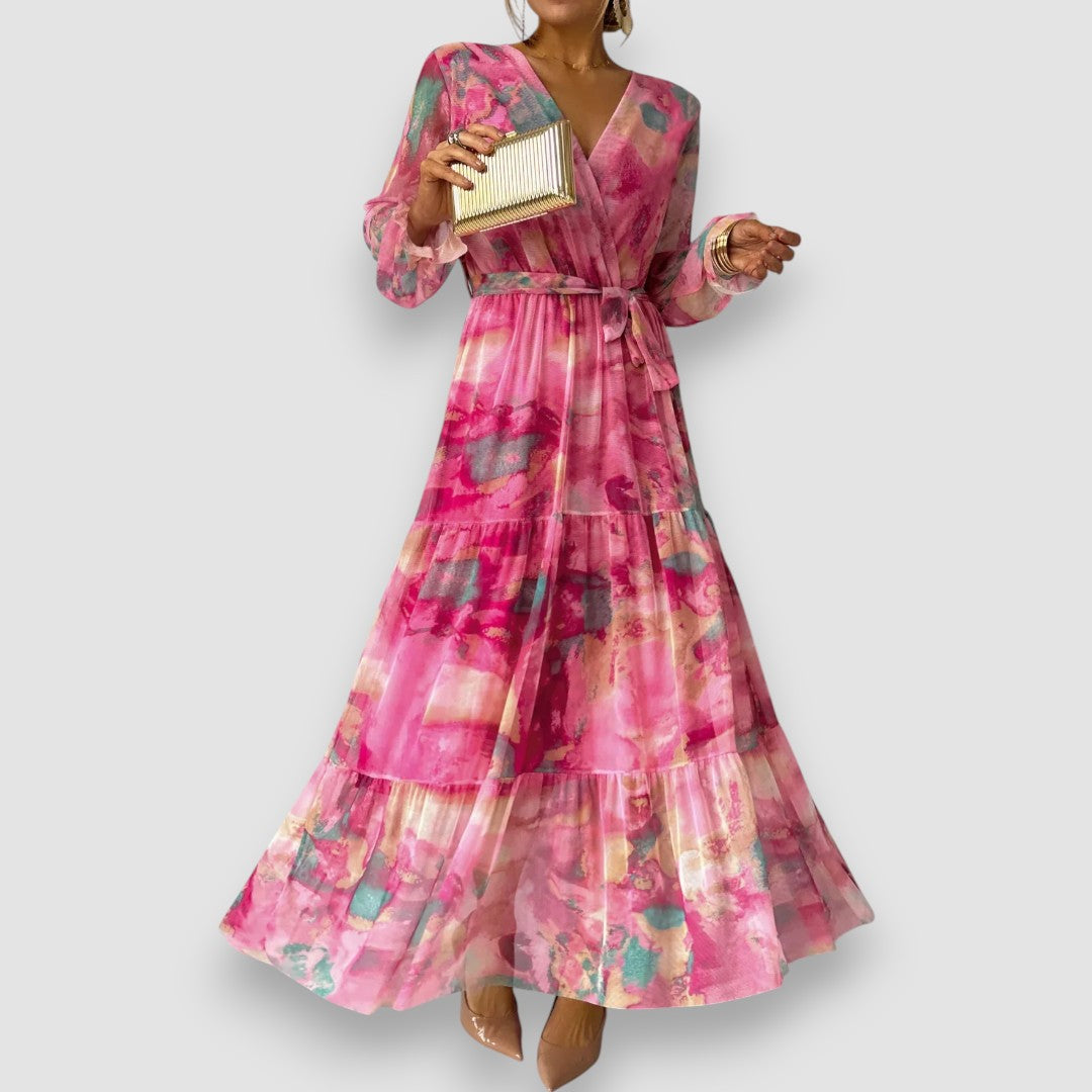 Lila | Damen Wickelkleid Mit Blumenmuster