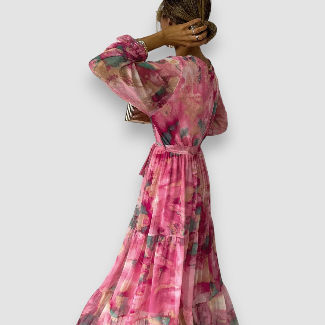 Lila | Damen Wickelkleid Mit Blumenmuster