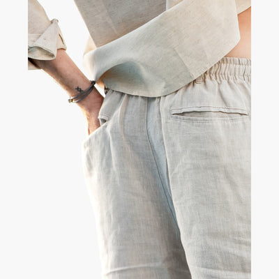 Herren Leinen Shorts mit Kordelzug und Seitentaschen