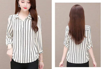 Stilvolle Damen Chiffon Bluse mit Knöpfen & Umschlagkragen – Fenya