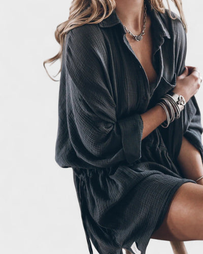 Rosina – Leinenkleid Mit Fronttasche