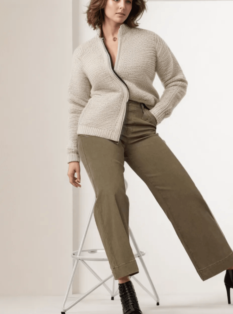 Alva™ - Taillenkontrollierende Twill Cropped Weite Hose