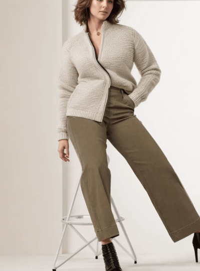 Alva™ - Taillenkontrollierende Twill Cropped Weite Hose