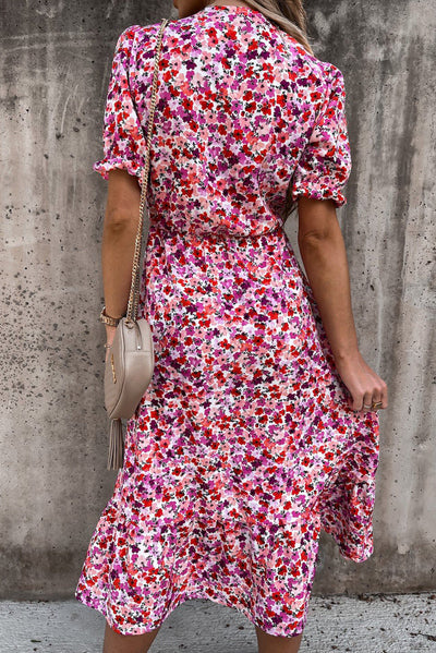 Maxi-Kleid mit Blumen und schickem V-Ausschnitt