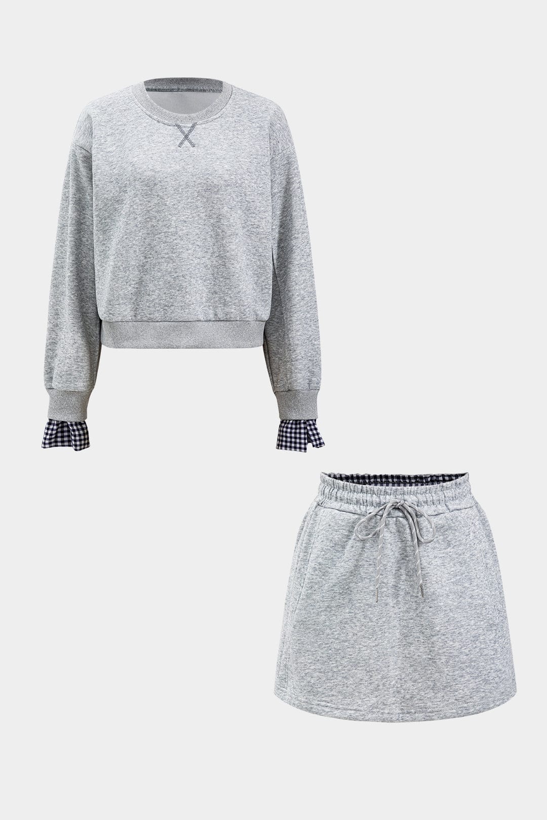 Elsa | Zweiteiliges Sweat-Set mit karierten Details