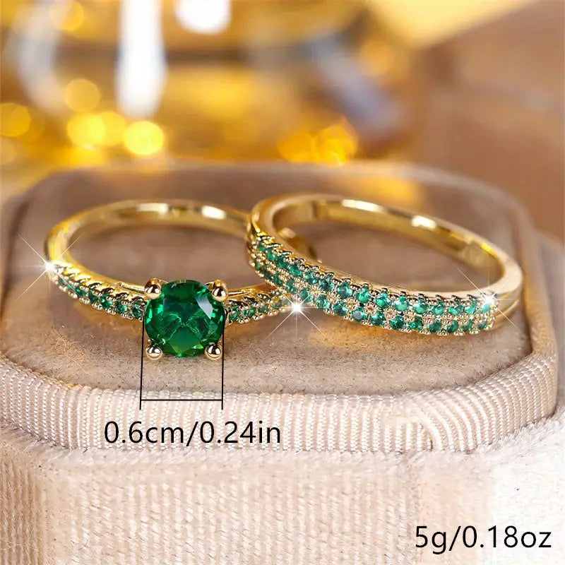 Delia® | Duo Serena Emerald Ring Set Gold