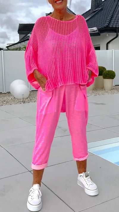 Tiffany | Damen-Jumpsuit mit Buchstabendruck + hohler Kittel-Freizeitanzug