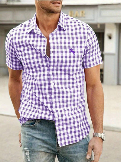 Oktoberfest Karohemd Herren – Kurzarm Trachtenhemd in Rot-Weiß