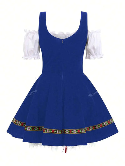 Oktoberfest Dirndl Kleid für Damen – Traditionelles Trachtenkleid mit Schürze
