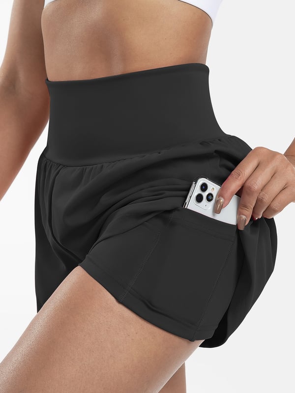 Phoebe |  2-in-1 Yoga-Shorts mit hoher Taille und Seitentaschen