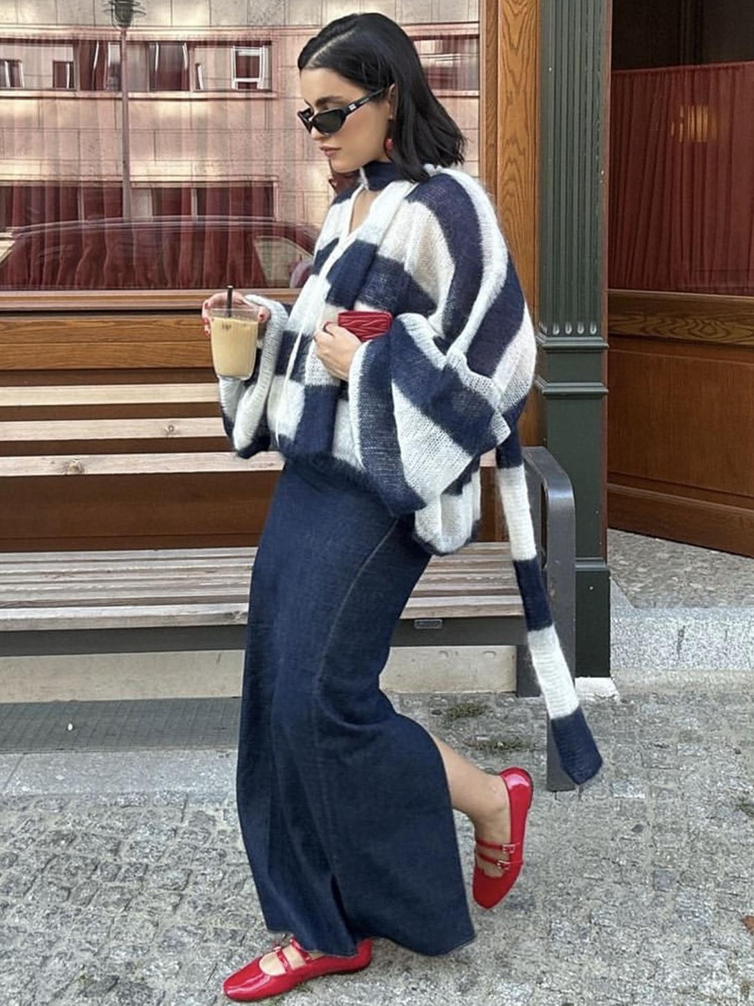 Gemütlicher gestreifter Strickcardigan