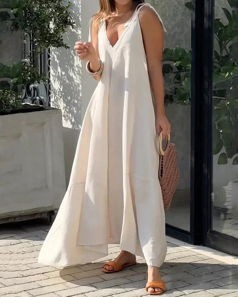 Strandkleid mit V-Ausschnitt und luftiger Passform – Krissy