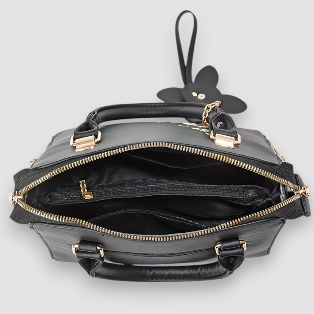 Brigin | Blume bestickte Lederhandtasche