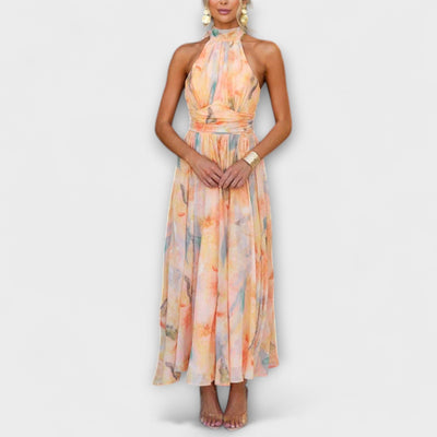 Halter | Neck Aquarell Print Maxi Kleid