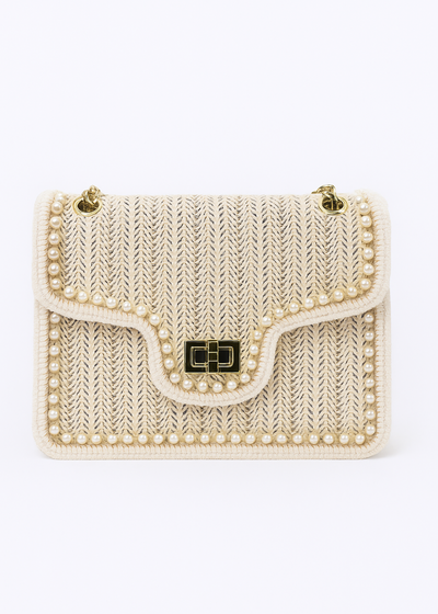 Rattan Handtasche Damen – Boho Stil mit Perlendetail