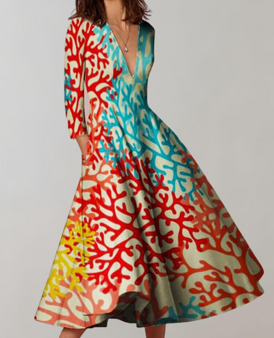 Aisha - Fließender Saum Maxi Kleid Damen Freizeit