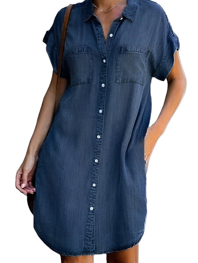 Anise- Jeans-Midikleid mit kurzen Ärmeln