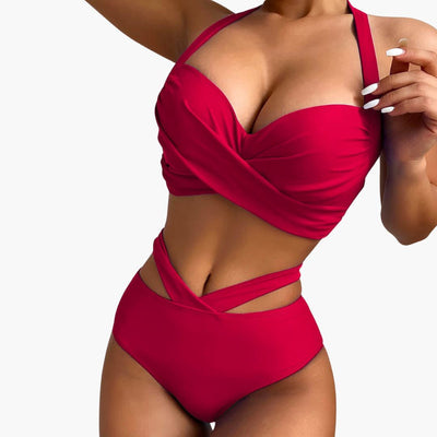 Zweiteiliger Damen-Bikini mit hoher - Taille und Bauchkontrolle