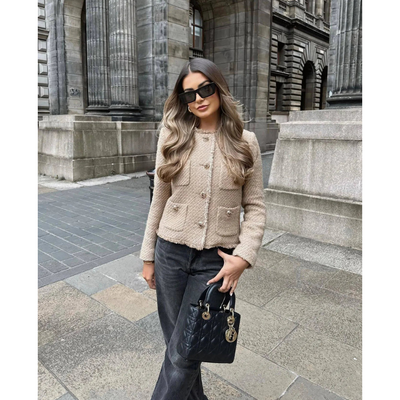 Damen Knopf Daunen Langarm Jacke | Kurz