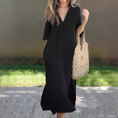 Leeann - Sommerliches Maxikleid mit luftigem V-Ausschnitt