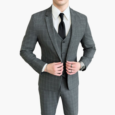 Herren Anzug dreiteilig mit kariertem Muster und langen Ärmeln