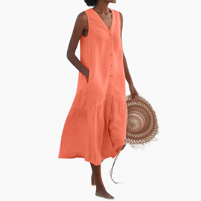 Midi-Kleid mit Knopfleiste für Damen - Sommerliches Shirt Kleid