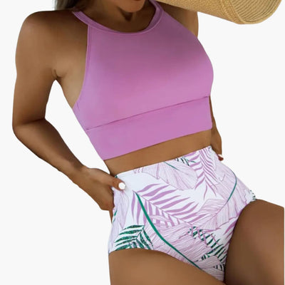 Blumenmuster High-Waist Bikini - Damen Zweiteiler für den Sommer