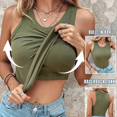 Edna | Geripptes Tanktop mit integriertem BH für Frauen