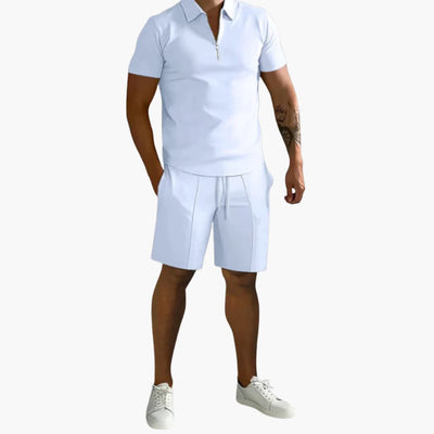 Herren Sommer-Zweiteiler mit Half-Zip-Shirt und Shorts