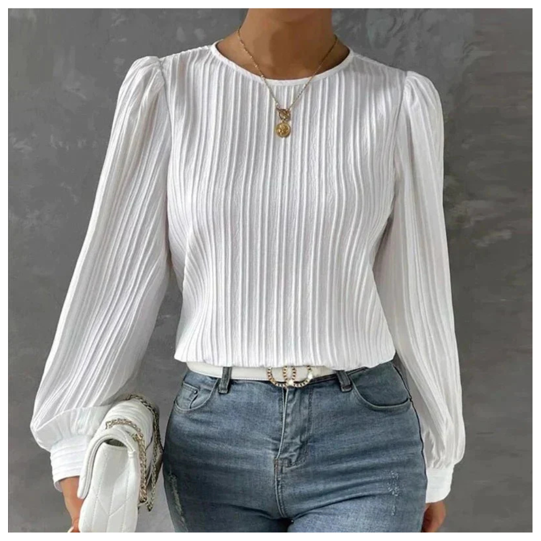 Damen Elegante Plissierte Bluse | Langarm