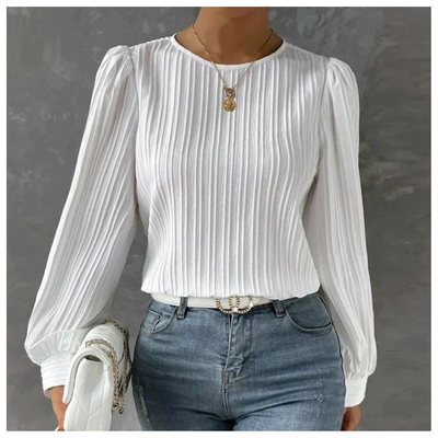 Damen Elegante Plissierte Bluse | Langarm