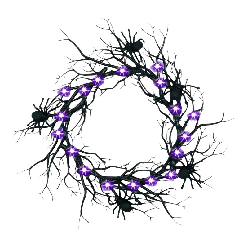 SpiderSpook LED Halloweenkranz – Vampir‑ & Spinnen‑Dekoration für Türen & Fenster