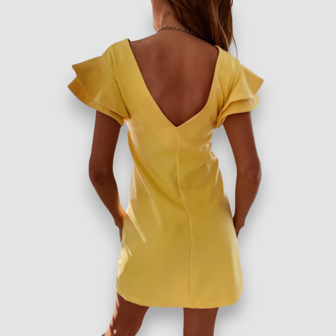 Mindi | Gekräuseltes, mehrlagiges Minikleid mit kurzen Ärmeln