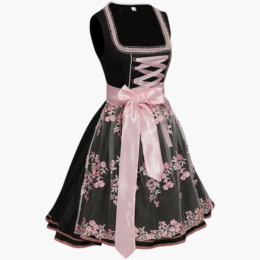 Besticktes Dirndl Kleid mit Satinband für Damen - Oktoberfest 2025