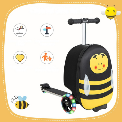 2-in-1 Kinder-Rollerkoffer mit LED-Rädern – Wasserabweisendes Handgepäck für Reise und Spaß, faltbar, für Kinder ab 5 Jahren