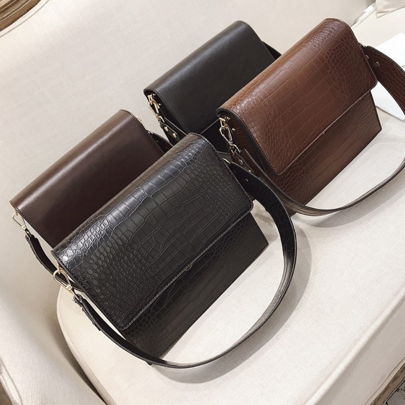 Crossbody Tasche Damen Croco Look – Vegan Leder & Elegant