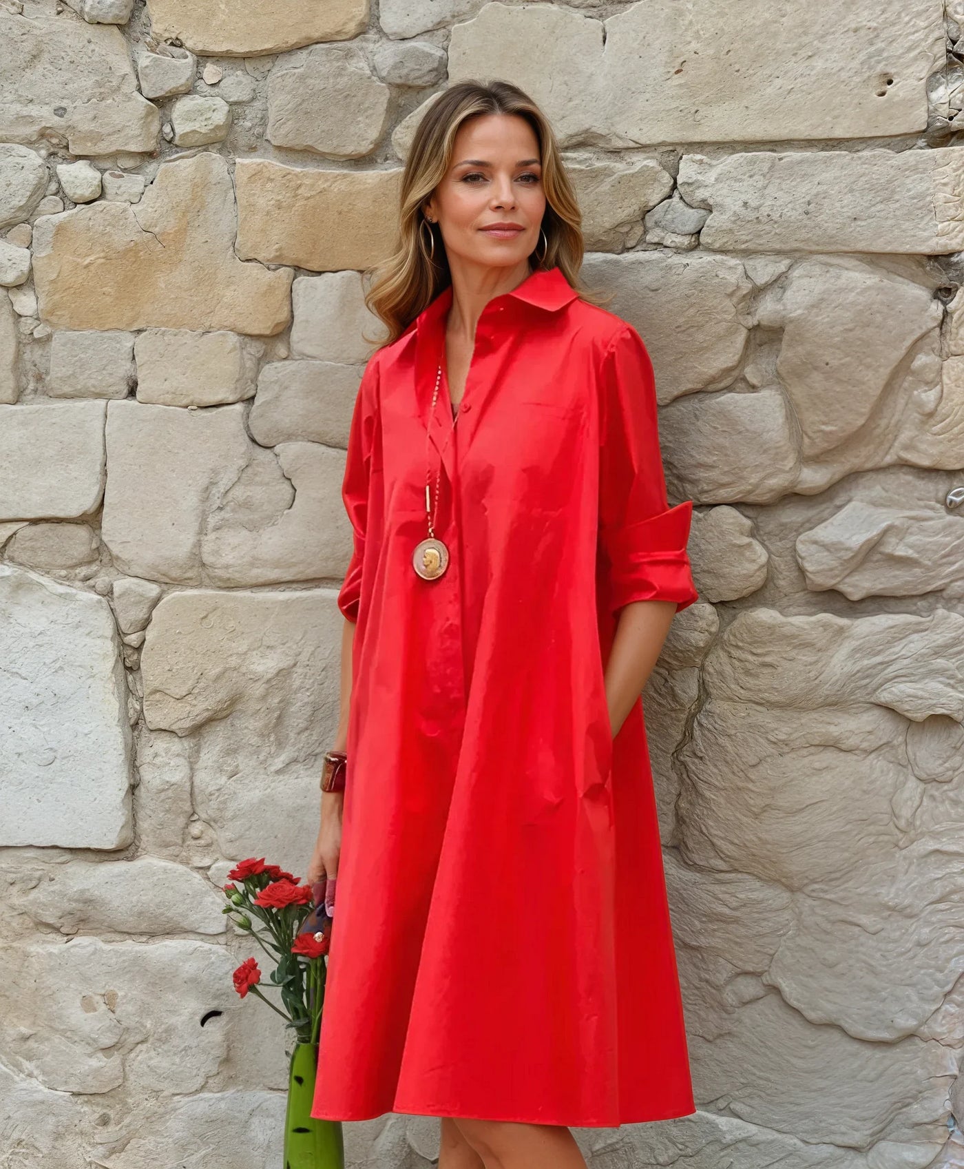 Carlina | Hemdblusenkleid Damen – Atmungsaktiver Stoff, Elegant, Minimalistisch