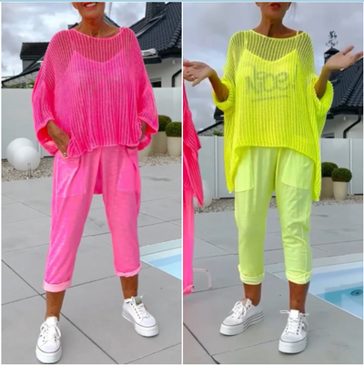 Bridger | Damen-Jumpsuit mit Buchstabendruck + hohler Kittel-Freizeitanzug