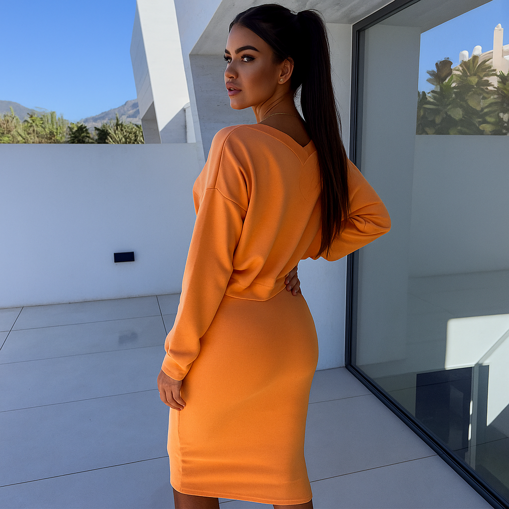 Laurine – Lässiges Ensemble Kleid & Sweatshirt