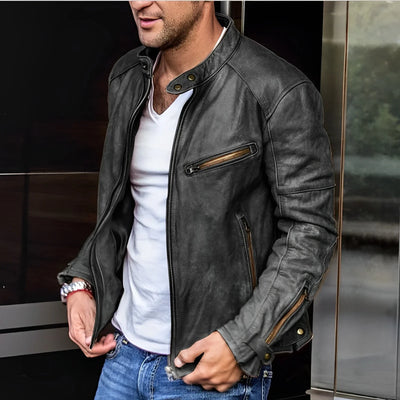 Herren Langarm Biker Jacke | Reißverschluss